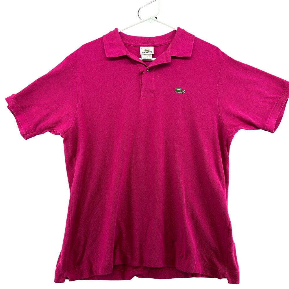 Lacoste Mens‎ Short Sleeve Pique Polo Shirt Magenta Pink Size 5 Large 5191L